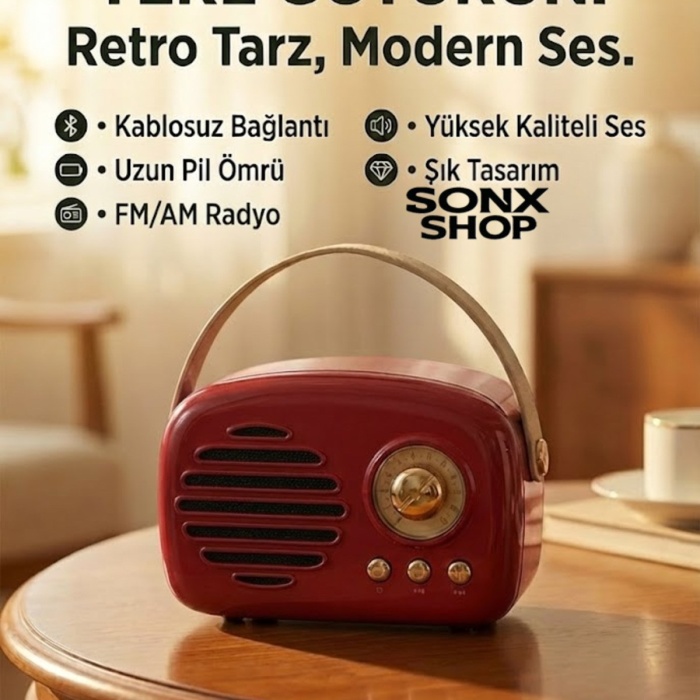 ® Yeni Ürün Nostaljik Retro Bluetooth HoparlörFM Radyo, USB ve Bluetooth Kablosuz Hoparlör